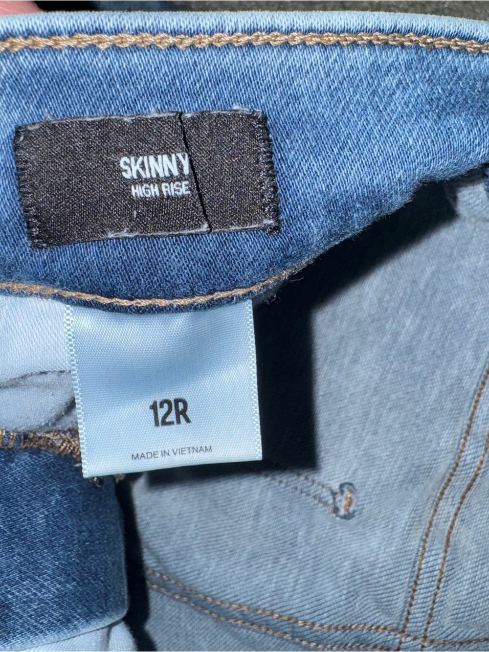 Express high rise skinny acid wash jeans; button fly size 12R - Picture 5 of 11